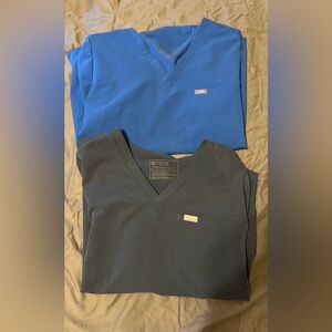 Figs Blue Scrub Top Lot lg